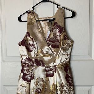 Gold dress w/ floral embroidery